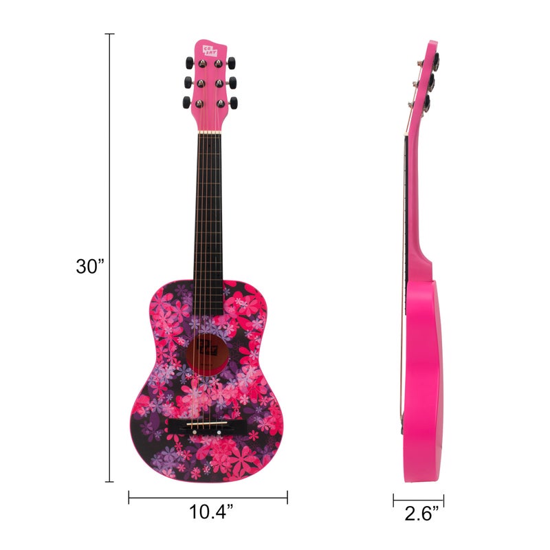 CB SKY 30â€ Floral Print Acoustic Metal Strings Guitar/Girls Gift/Kids Musical Toys/Musical Instrument (Purplish red) - Image 4